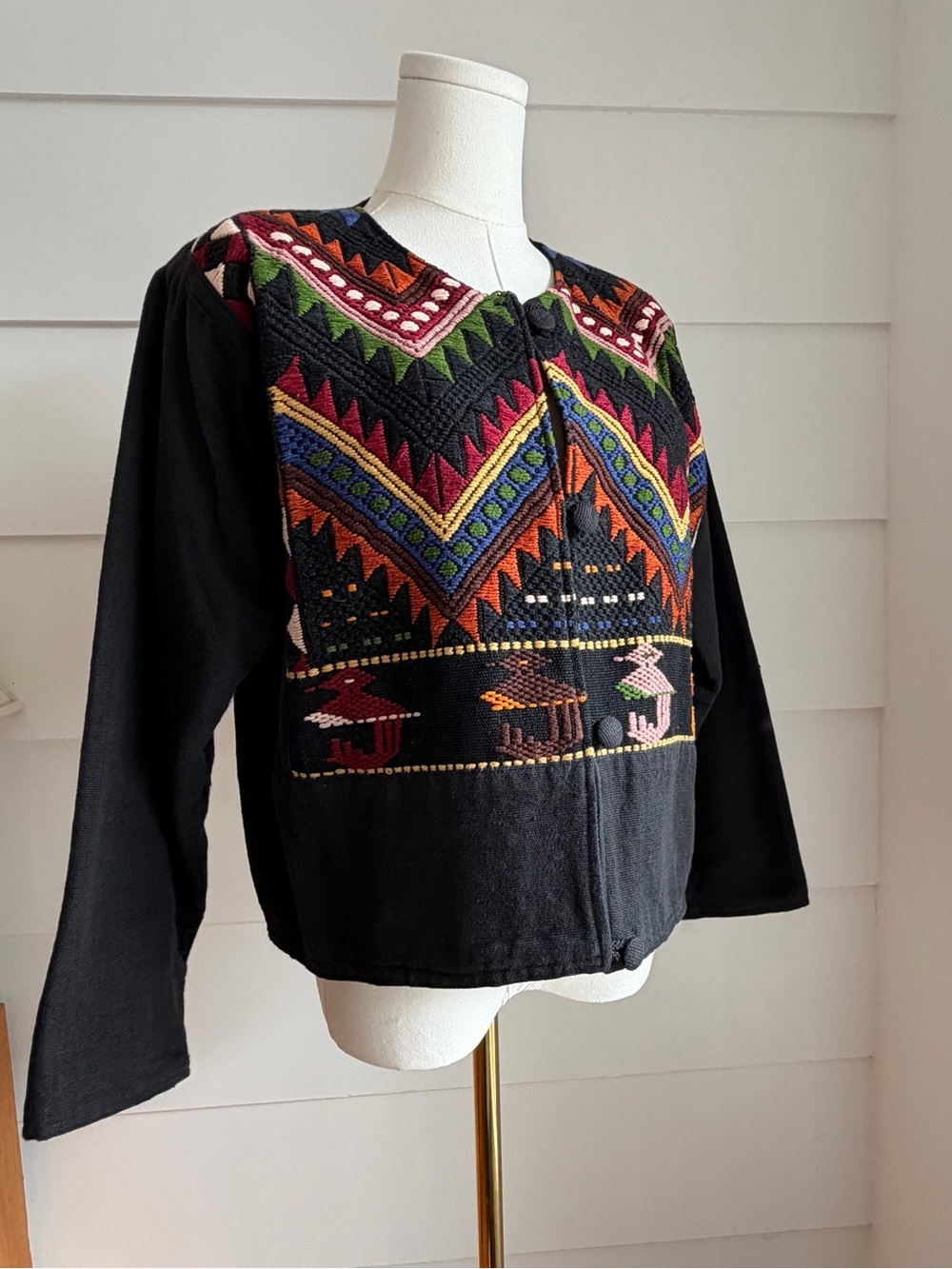 Vintage Guatemalan Embroidered Cropped Folk Jacket size M - Picture 2 of 5